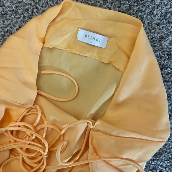 Meshki Draped Slinky Maxi Dress with Cowl Neckline and Lace Cut Outs - Picture 8 of 9